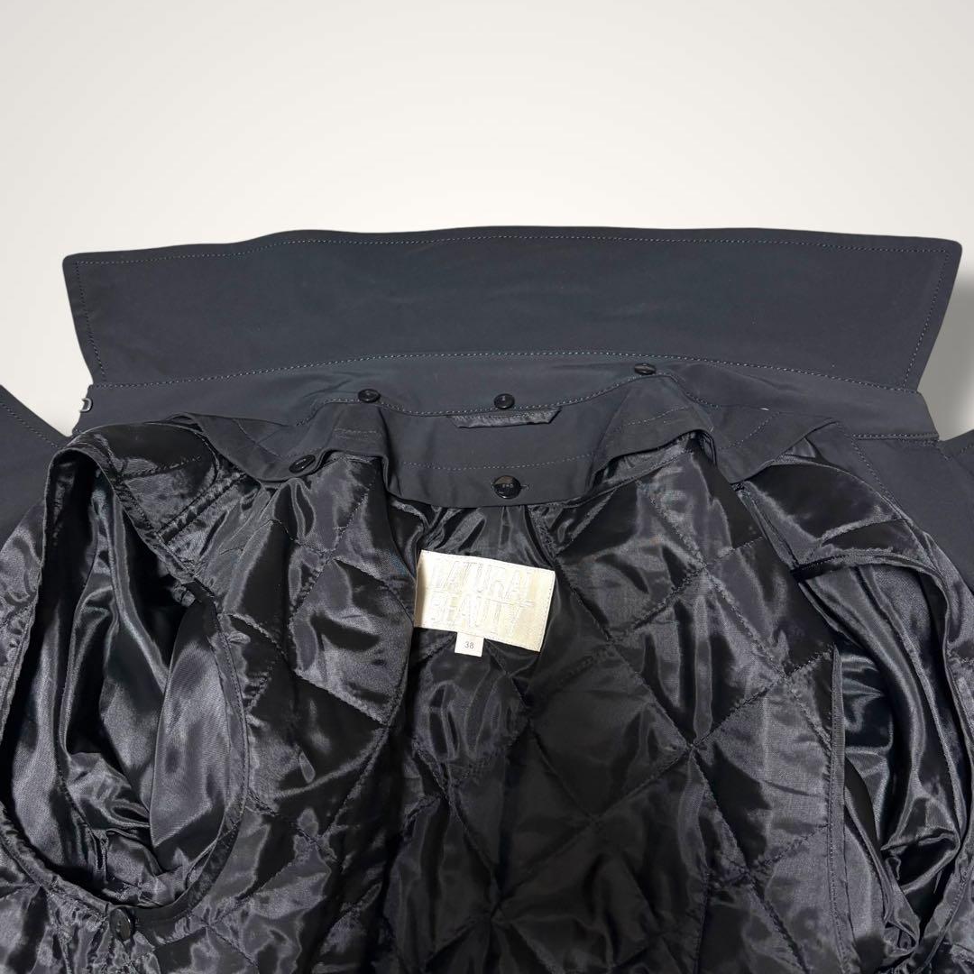 美品✨毛皮ファー ロングトレンチ コート 38 黒 卒業式 入学式 春 秋 冬