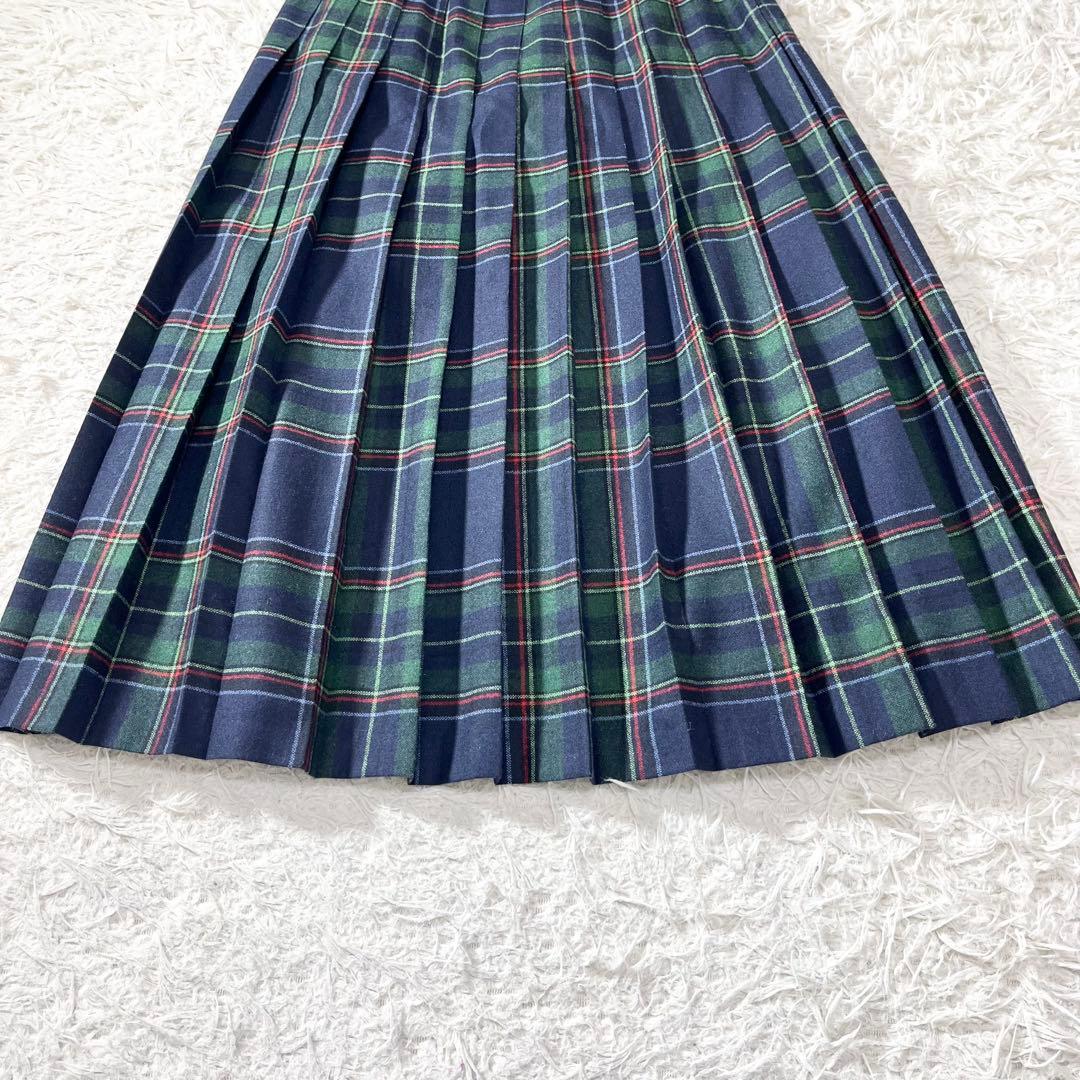 【美品】オニールオブダブリン 牛革ベルト ウール プリーツ スカート GB10