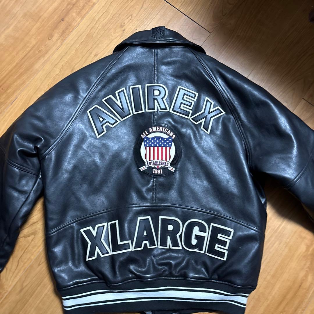 AVIREX ブラック レザージャケット XLARGE