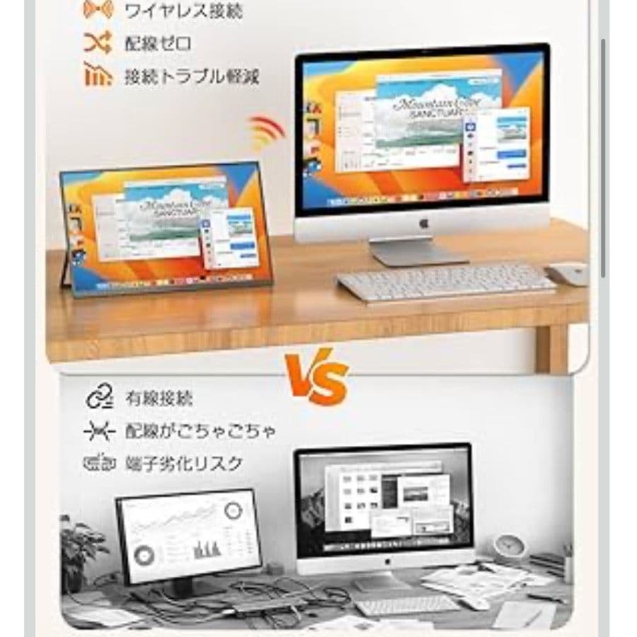 ワイヤレス モバイルモニター 15.6インチ FHD1080P 8000mAh