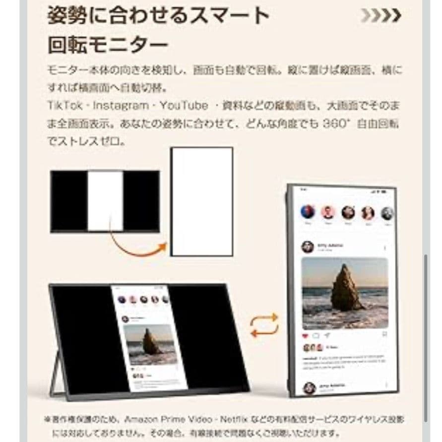 ワイヤレス モバイルモニター 15.6インチ FHD1080P 8000mAh