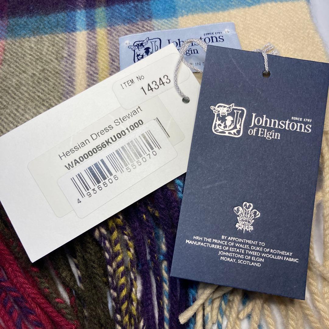 専用 新品 ジョンストンズ カシミヤ100％ 大判ストール チェック 国内正規品