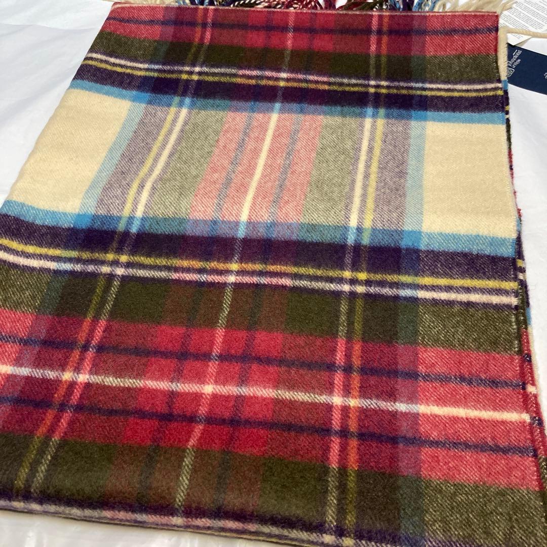 専用 新品 ジョンストンズ カシミヤ100％ 大判ストール チェック 国内正規品