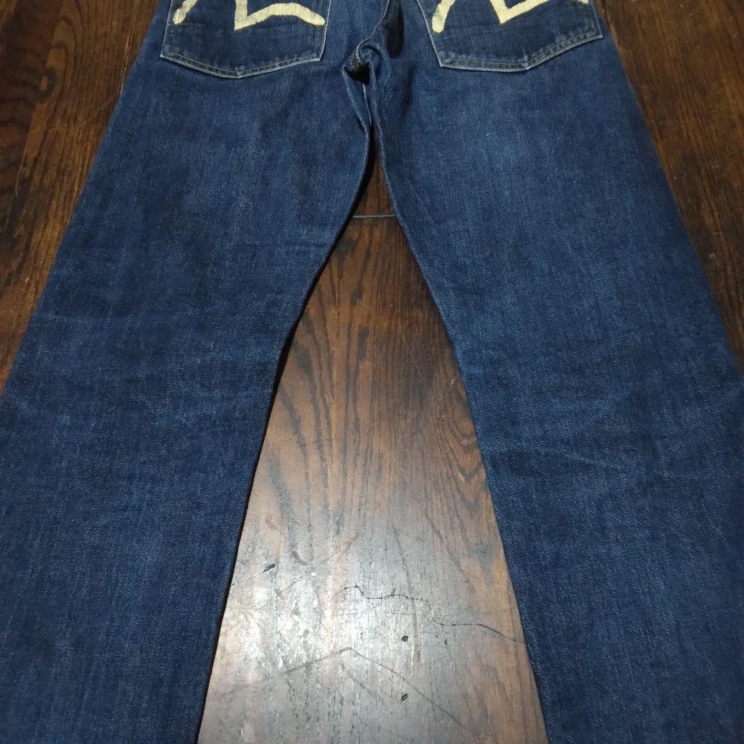 EVISUデニムパンツ 黄色いカモメ　セルビッジ赤耳、隠しリベット、日本製