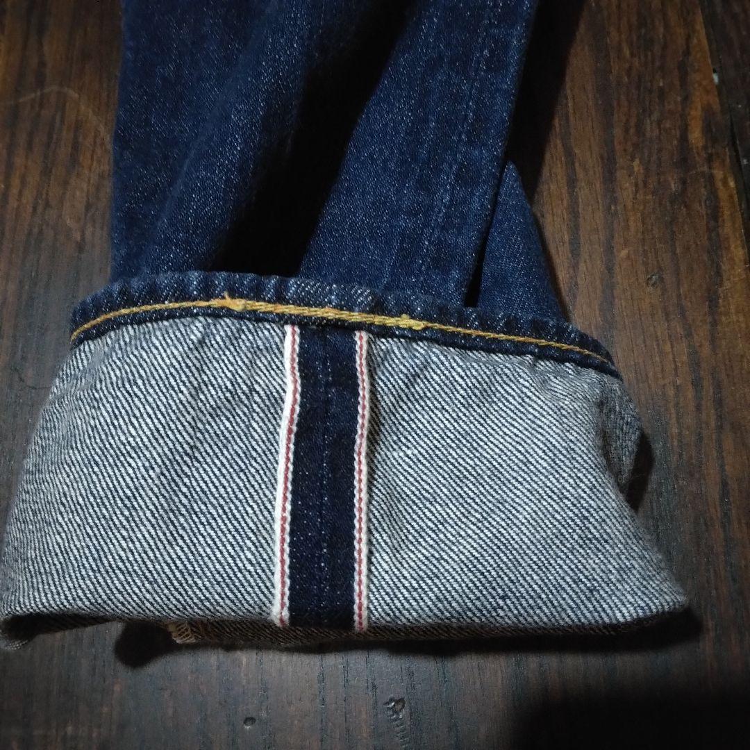 EVISUデニムパンツ 黄色いカモメ　セルビッジ赤耳、隠しリベット、日本製
