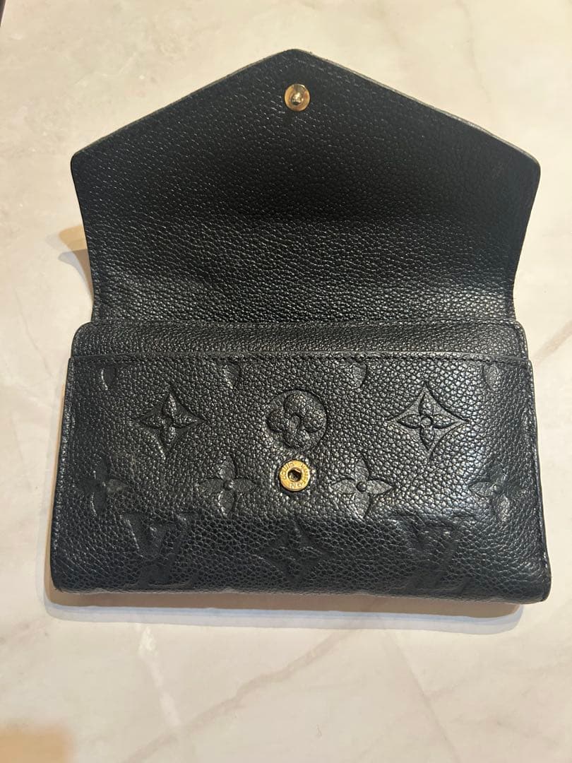Louis Vuitton アンプラント キュリユーズ　黒　レザー三つ折り財布