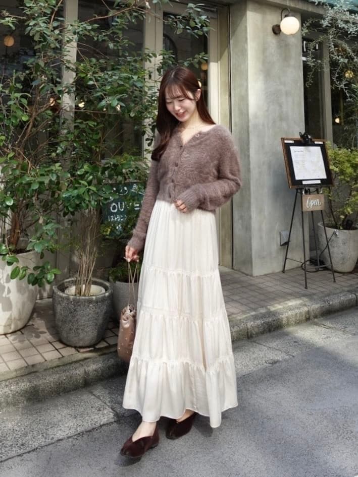 実物写真掲載 完売色 ココディール レース切替ティアードサテンスカート
