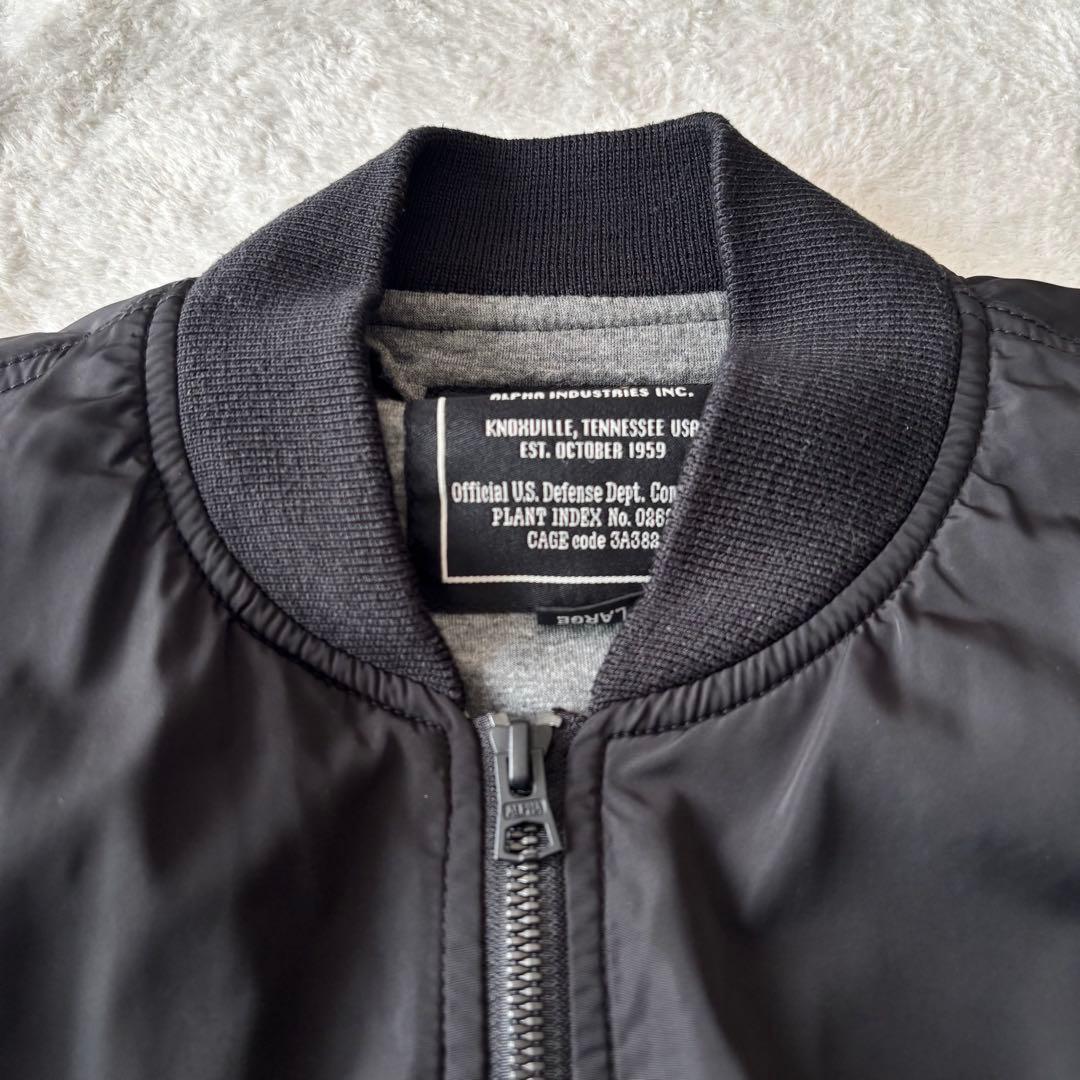 ✨️美品✨️ ALPHA INDUSTRIES MA-1 ブラック L 薄手 黒