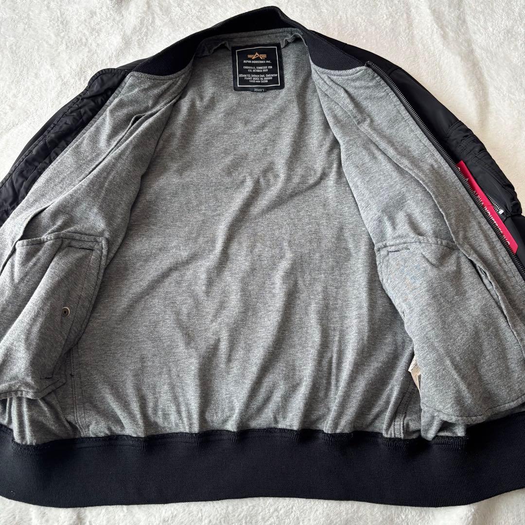✨️美品✨️ ALPHA INDUSTRIES MA-1 ブラック L 薄手 黒