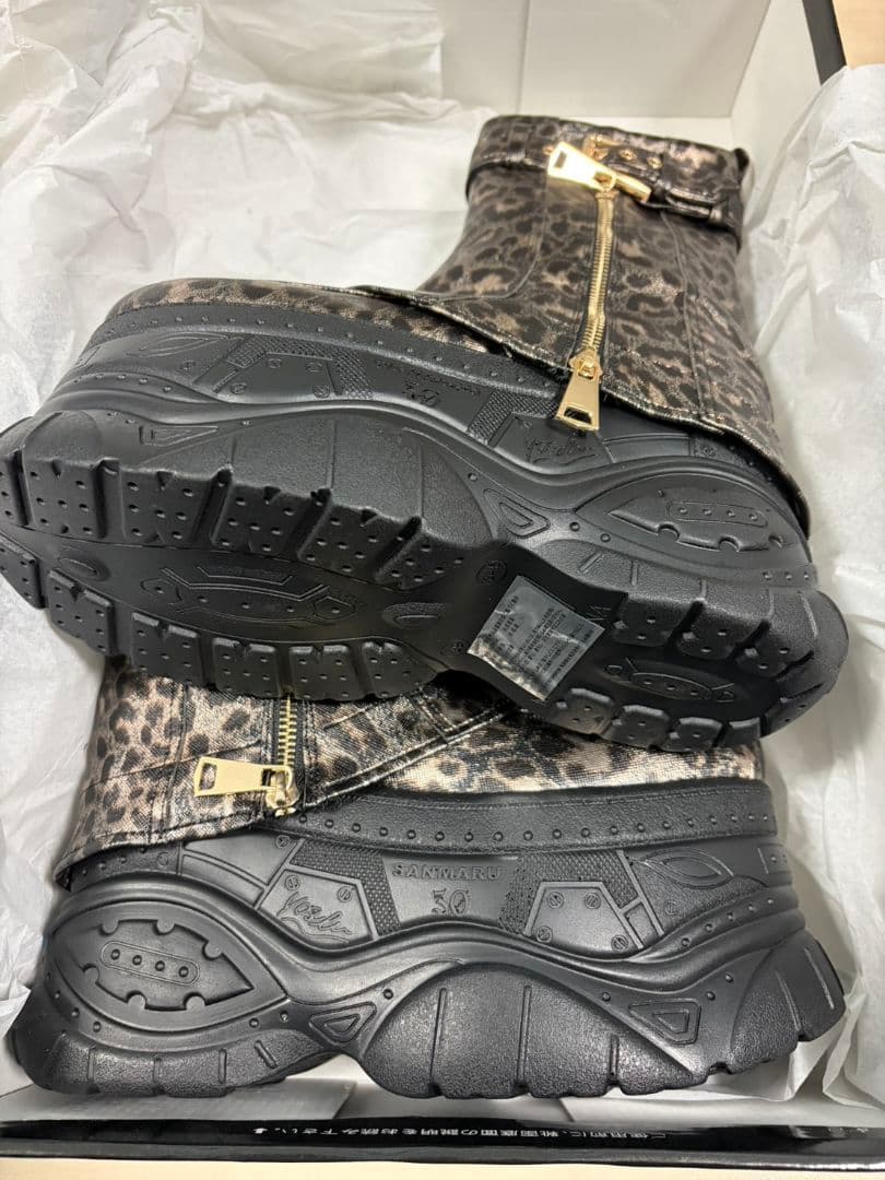 お洒落上級者に✨24.5ｃｍ ⚜yosuke⚜スーパー厚底カバーブーツ 豹柄