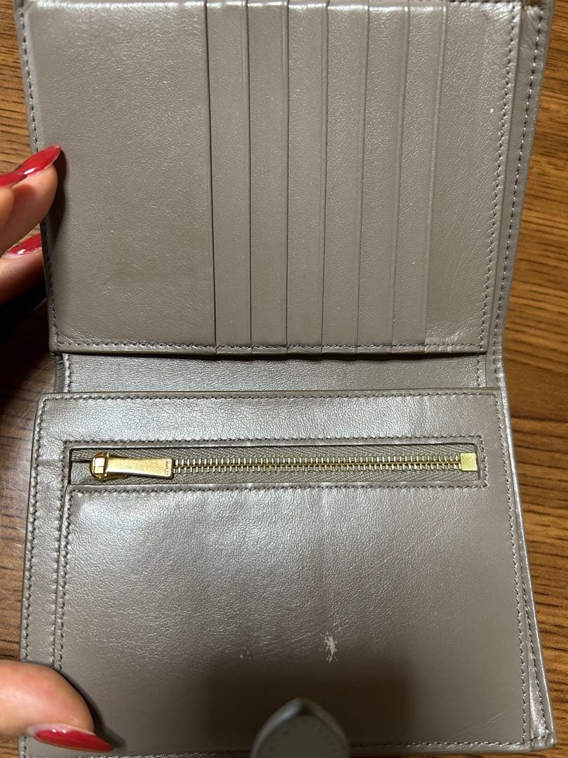 CELINE セリーヌ 二つ折り財布 グレー レザー