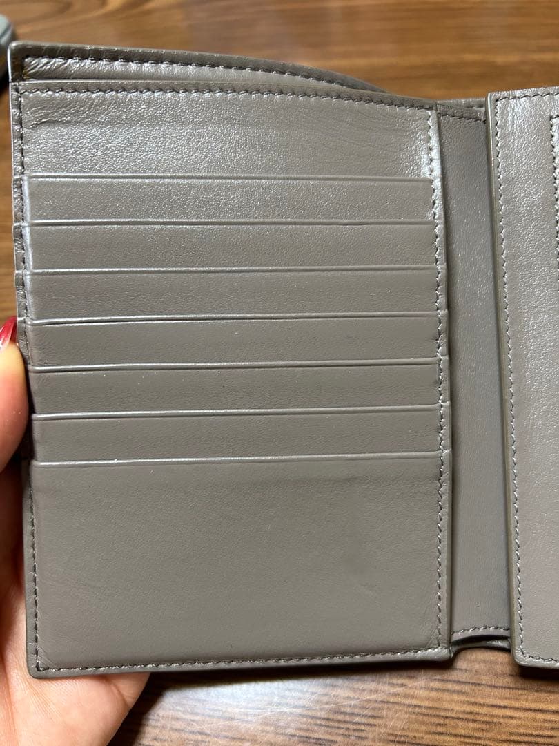 CELINE セリーヌ 二つ折り財布 グレー レザー