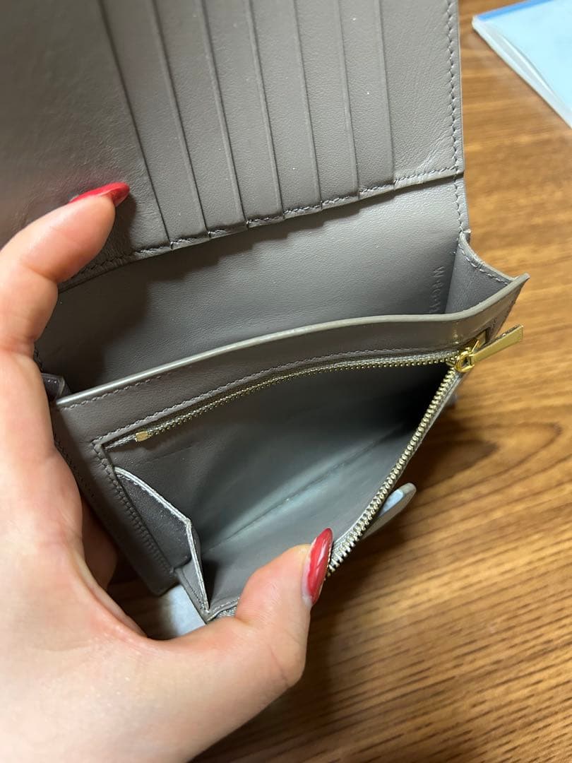 CELINE セリーヌ 二つ折り財布 グレー レザー