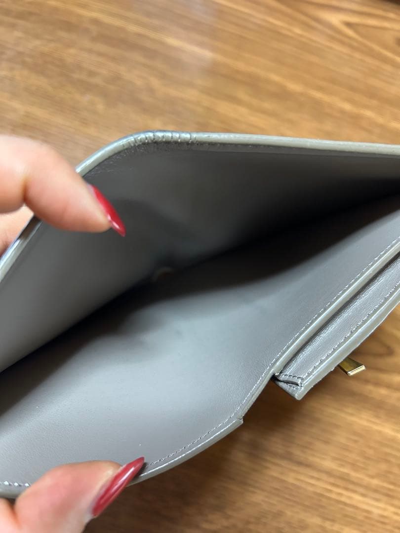 CELINE セリーヌ 二つ折り財布 グレー レザー