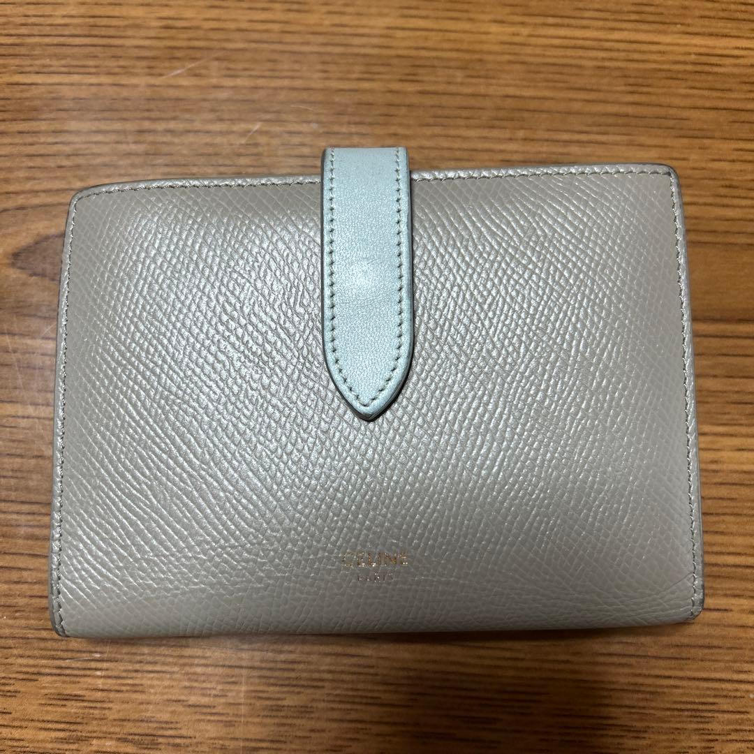 CELINE セリーヌ 二つ折り財布 グレー レザー