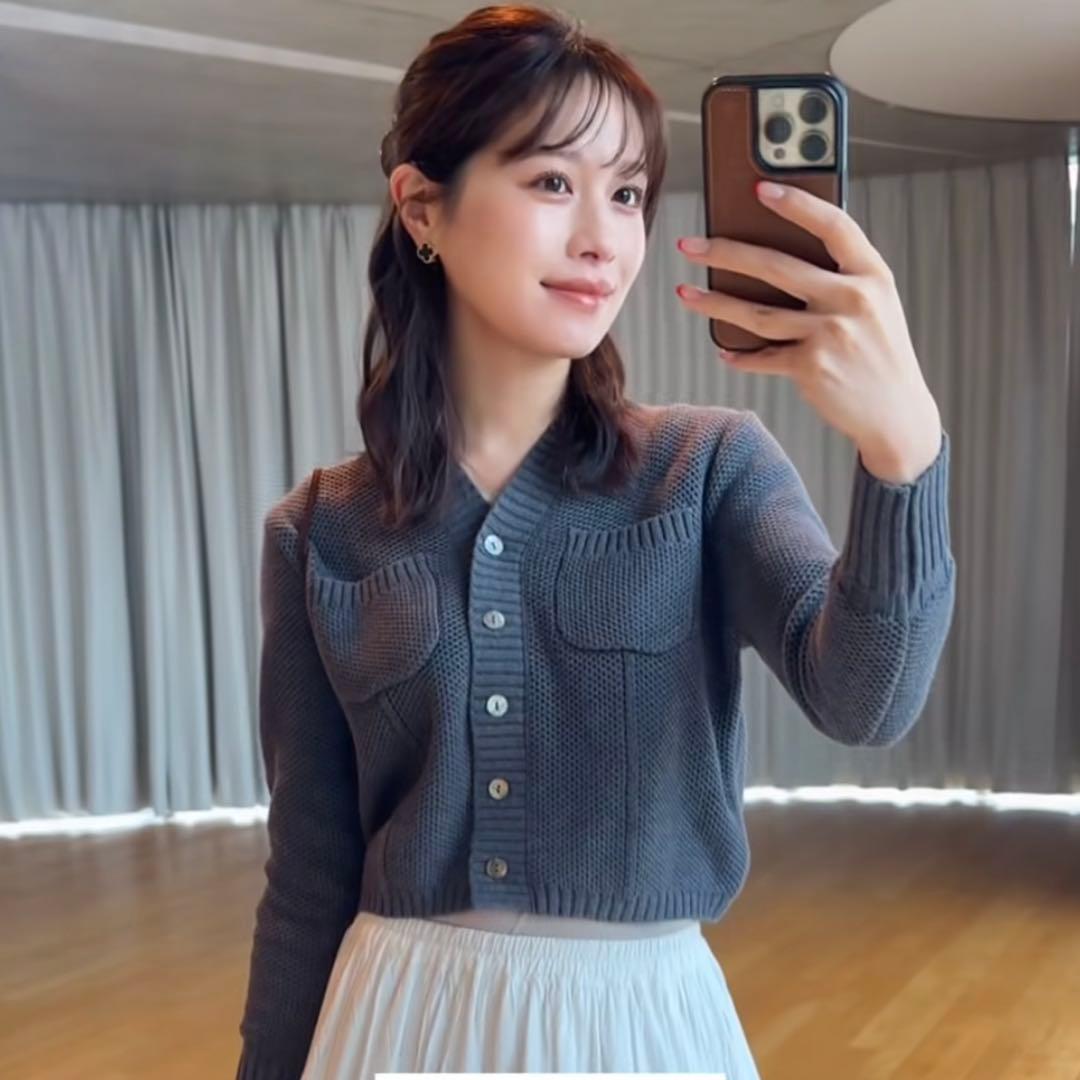 ローブブラン Basket Knit Cardigan カーディガン グレー