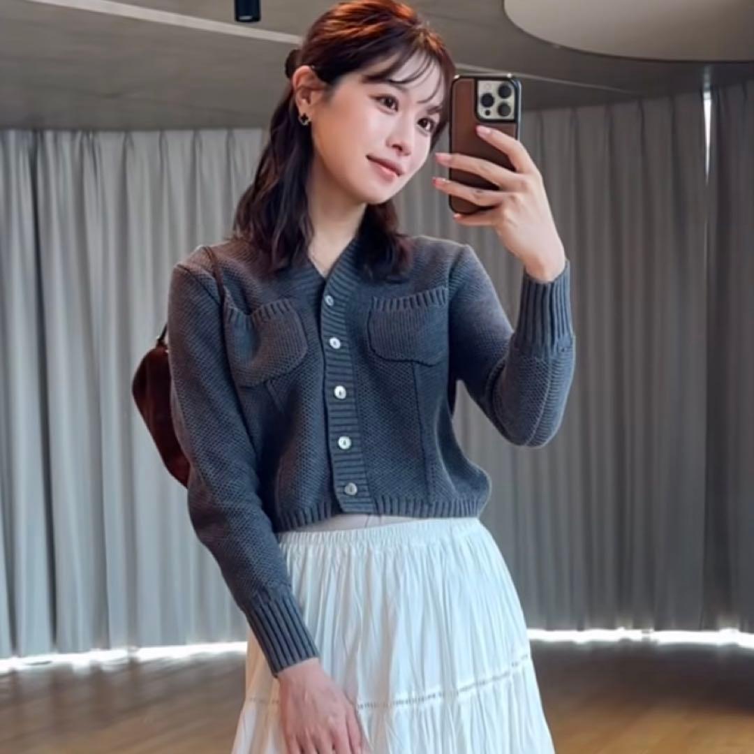 ローブブラン Basket Knit Cardigan カーディガン グレー