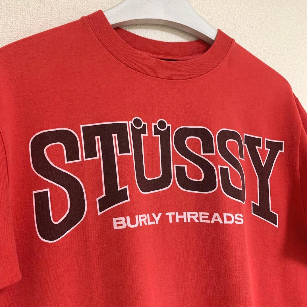 80s 前期 STUSSY USA製 黒タグ BURLY THREADS TEE