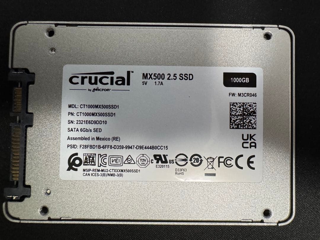 crucial MX500 1000GB(1TB) 2.5インチSSD