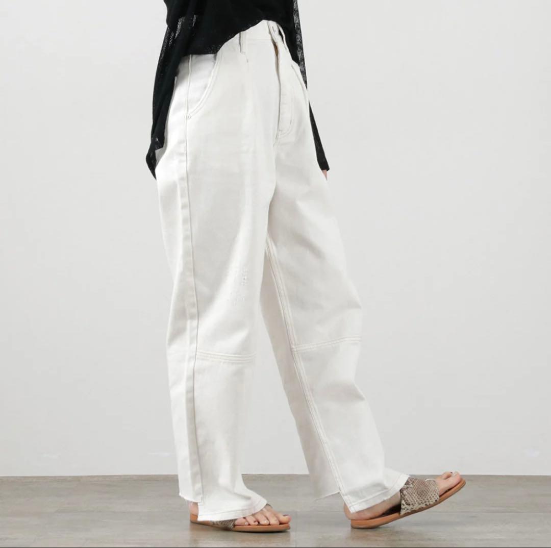 【YENN】イエン　ハイライズ タックワイドデニム WHITE 40