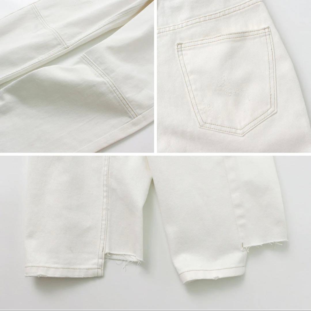 【YENN】イエン　ハイライズ タックワイドデニム WHITE 40