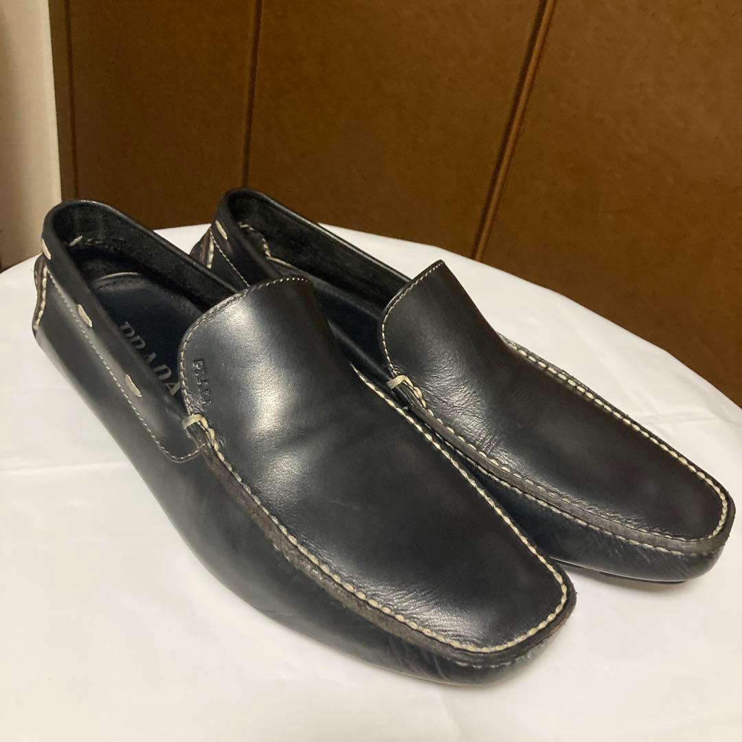 PRADA 黒 レザー モカシン　ドライビングシューズ