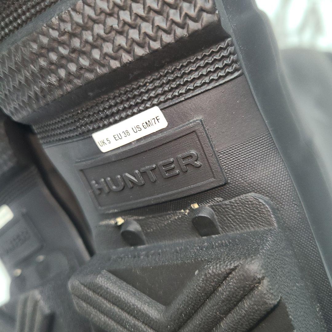 HUNTER ロングレインブーツ 黒 24㎝相当 バックル