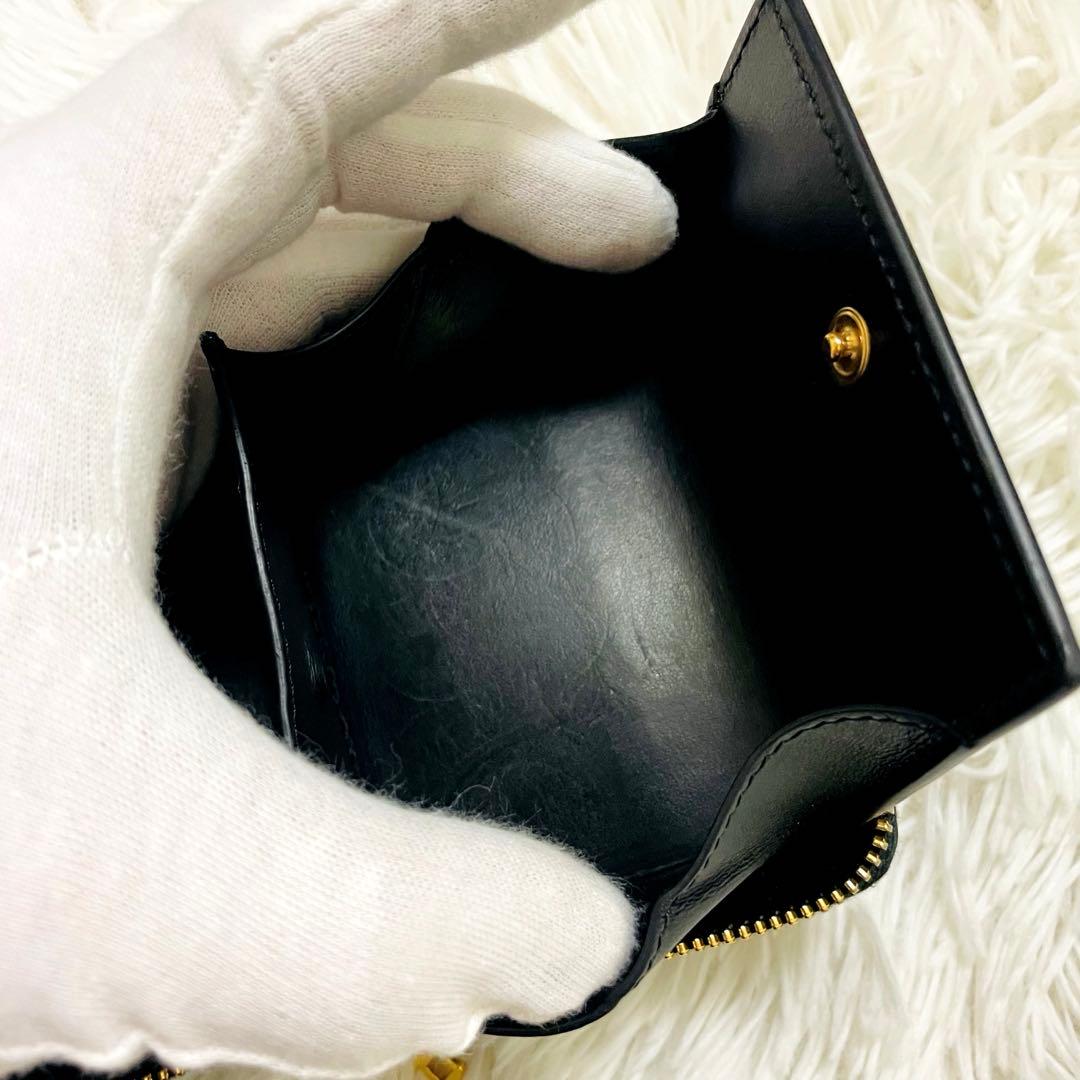 極美✨CELINE 二つ折り財布 エッセンシャル レザー ラウンドファスナー 黒