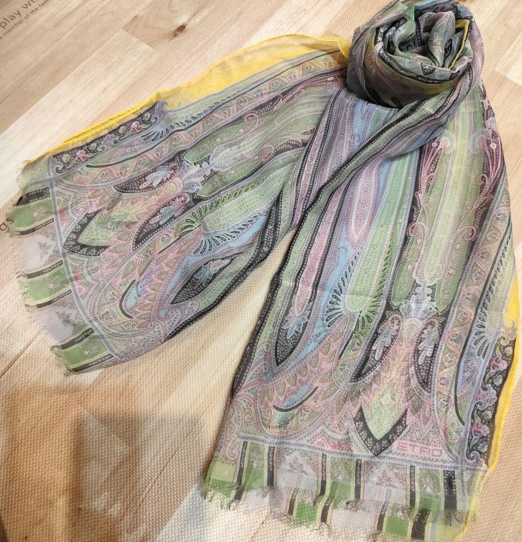 ETRO シルク100% ペイズリー柄‪☆ストール