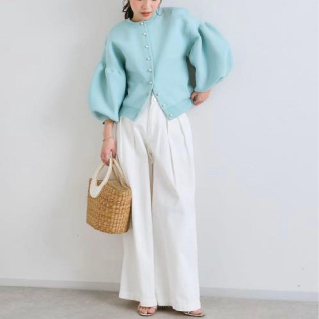 値下げ❣️La boutique BonBon お袖ぽわんパールニットカーディガン