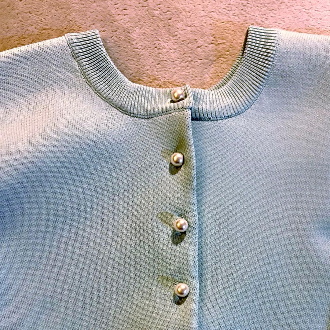 値下げ❣️La boutique BonBon お袖ぽわんパールニットカーディガン