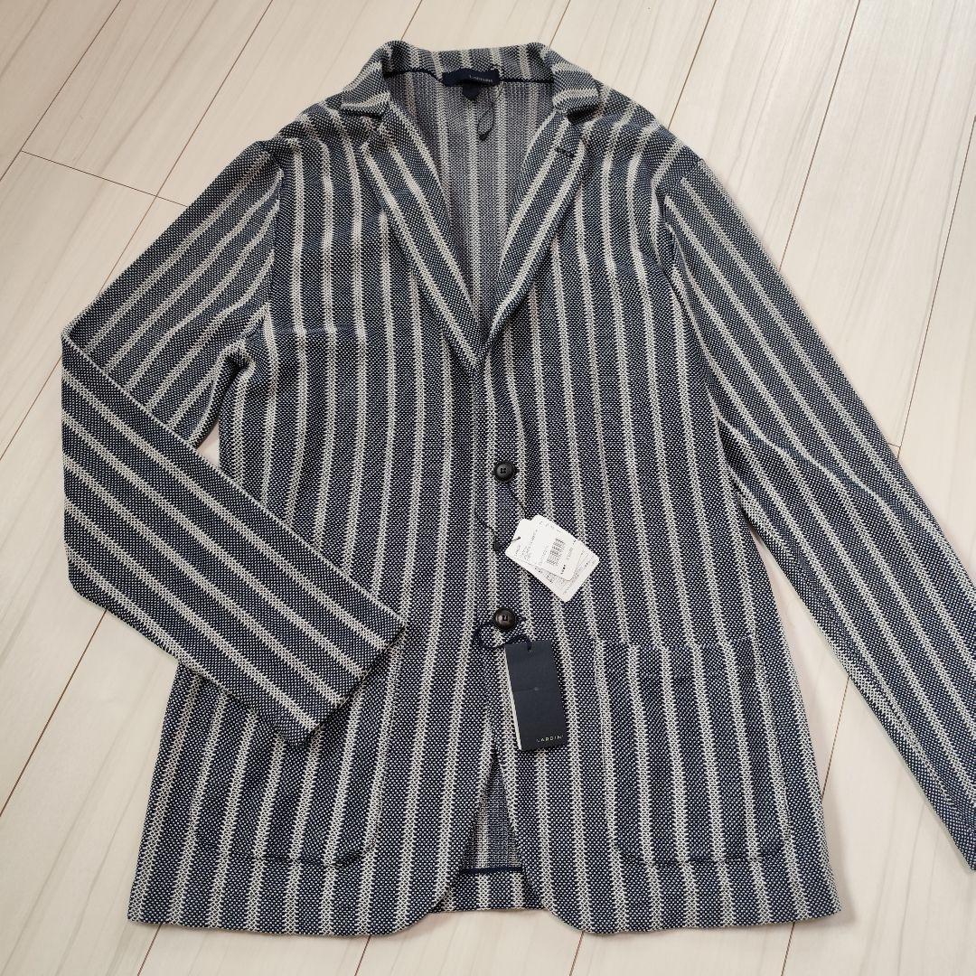 新品✨️LARDINI ニットジャケット ストライプ コットン オールシーズンL