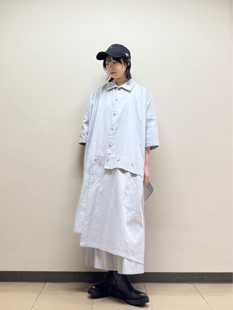 Y'S BORN PRODUCT 2025 コットンツイルアシメドレス 黒