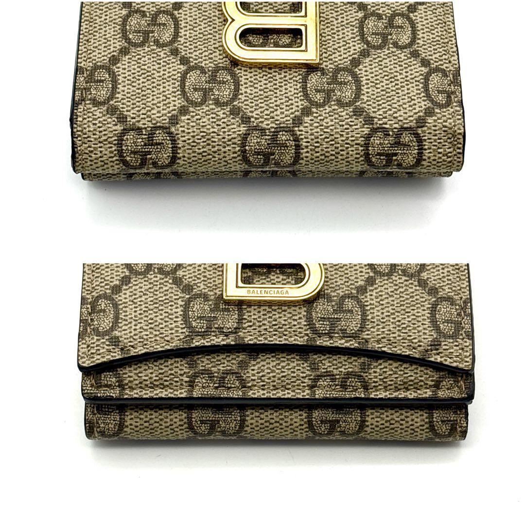 限定品◆グッチ バレンシアガ ハッカープロジェクト 三つ折り財布 ベージュ