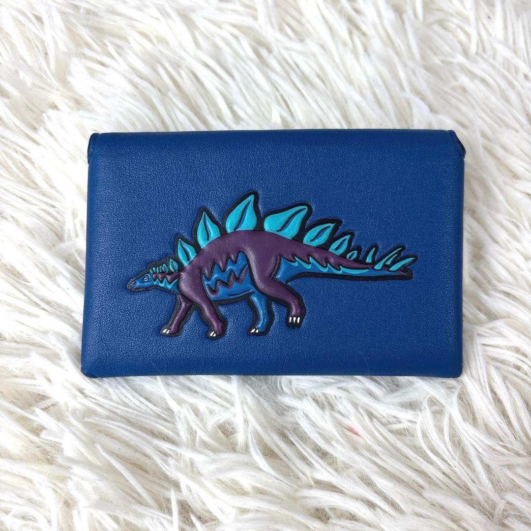 極美品✨COACH コーチ レキシー ステゴザウルス 名刺入れ カードケース 青