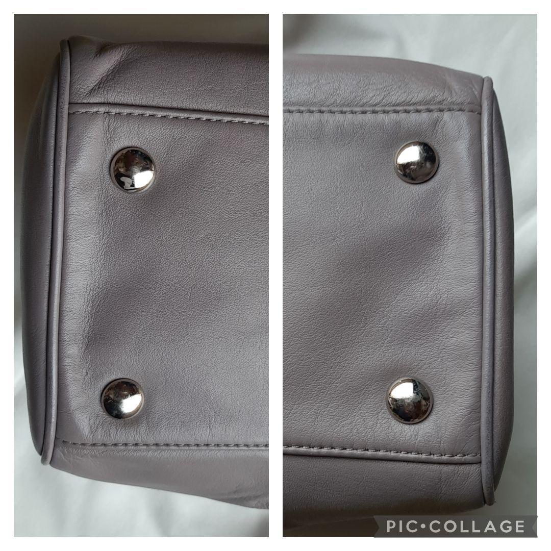 美品 COACH 2way レザー ミニボストンバッグ グレーパープル色