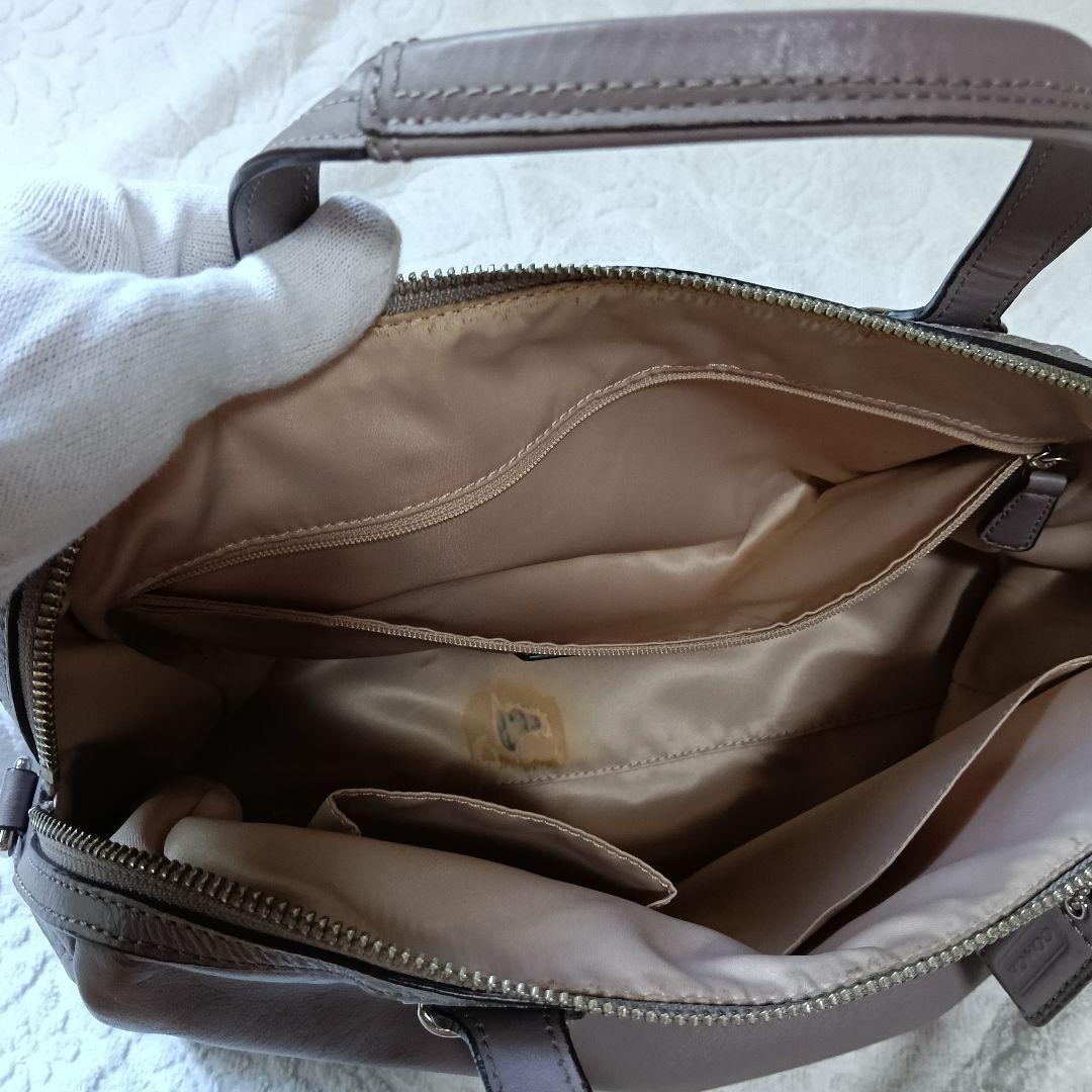 美品 COACH 2way レザー ミニボストンバッグ グレーパープル色