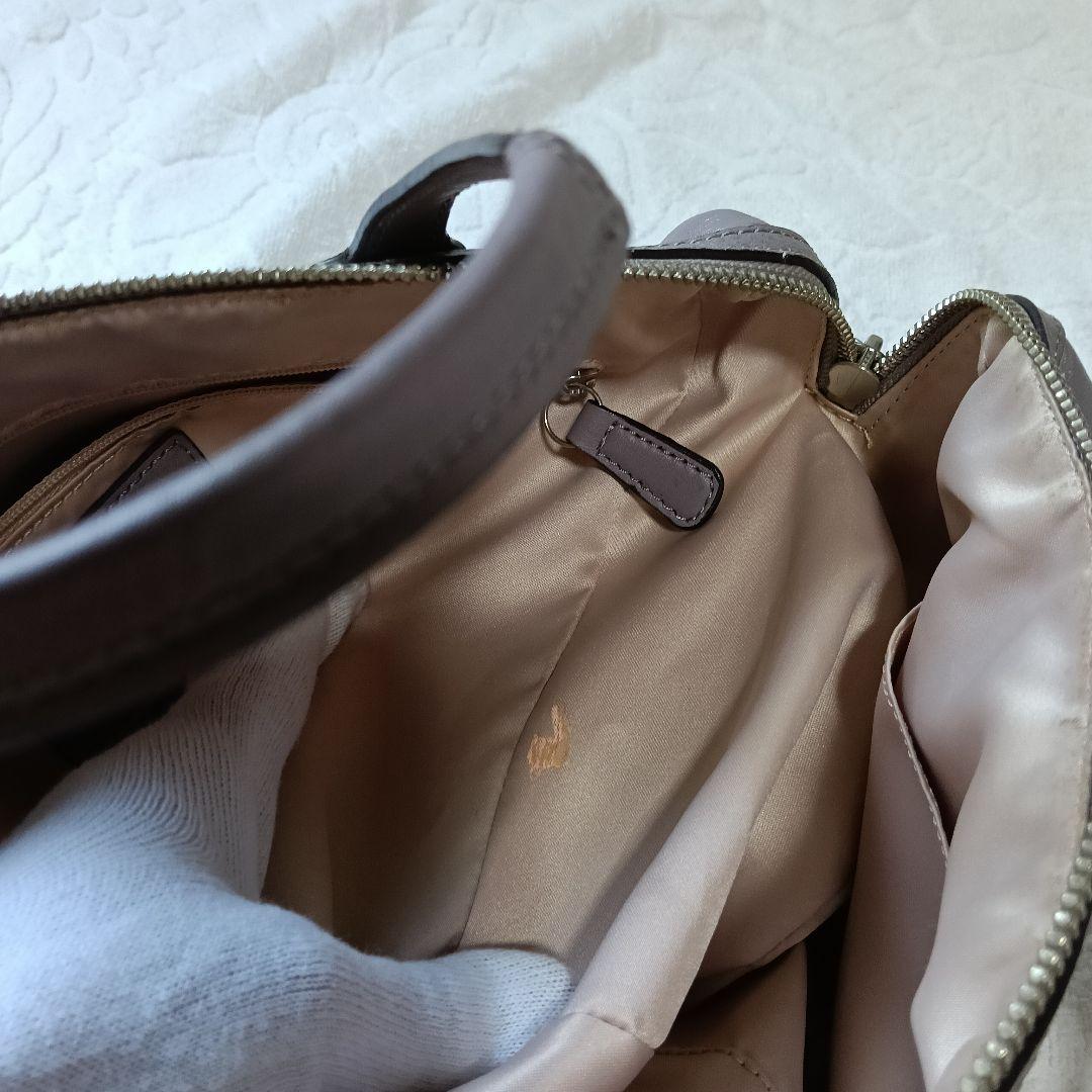 美品 COACH 2way レザー ミニボストンバッグ グレーパープル色