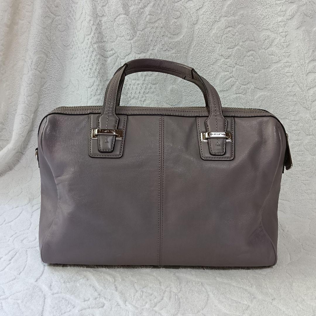 美品 COACH 2way レザー ミニボストンバッグ グレーパープル色