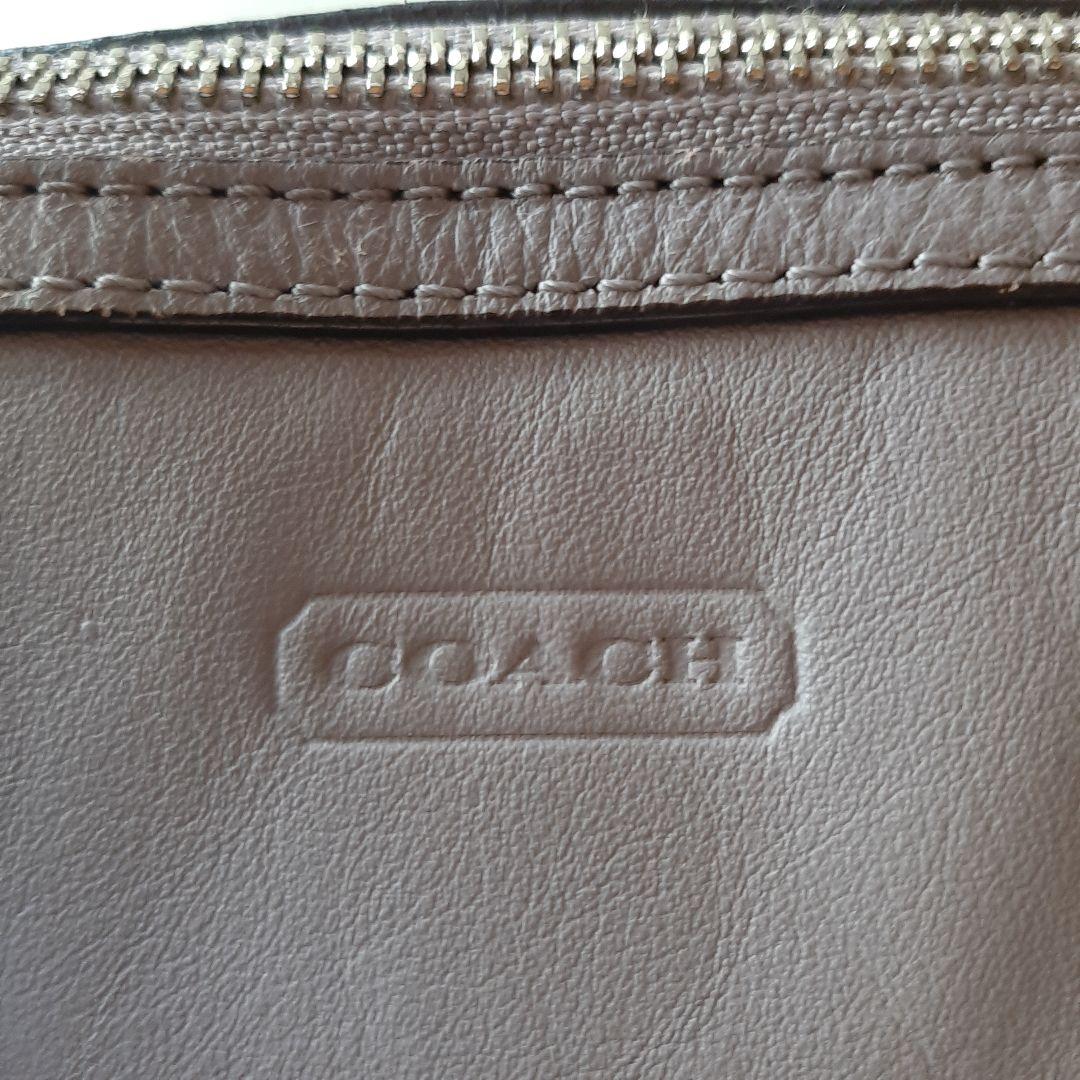 美品 COACH 2way レザー ミニボストンバッグ グレーパープル色