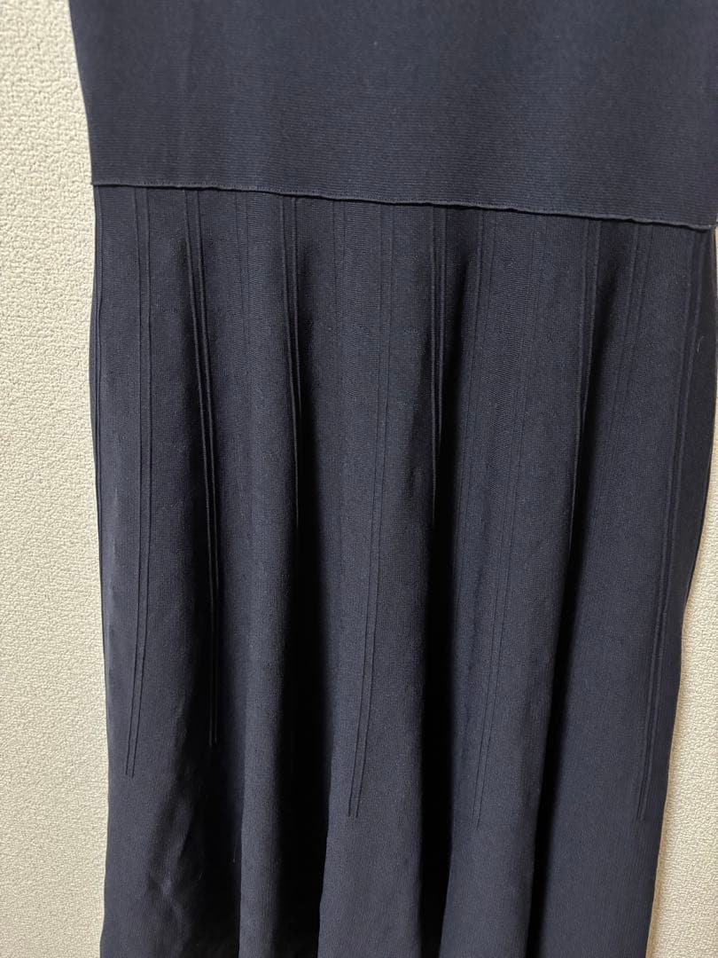 美品 foxey ノースリーブニットワンピース ネイビー