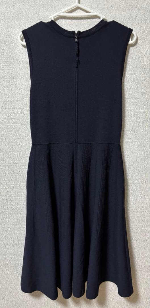 美品 foxey ノースリーブニットワンピース ネイビー