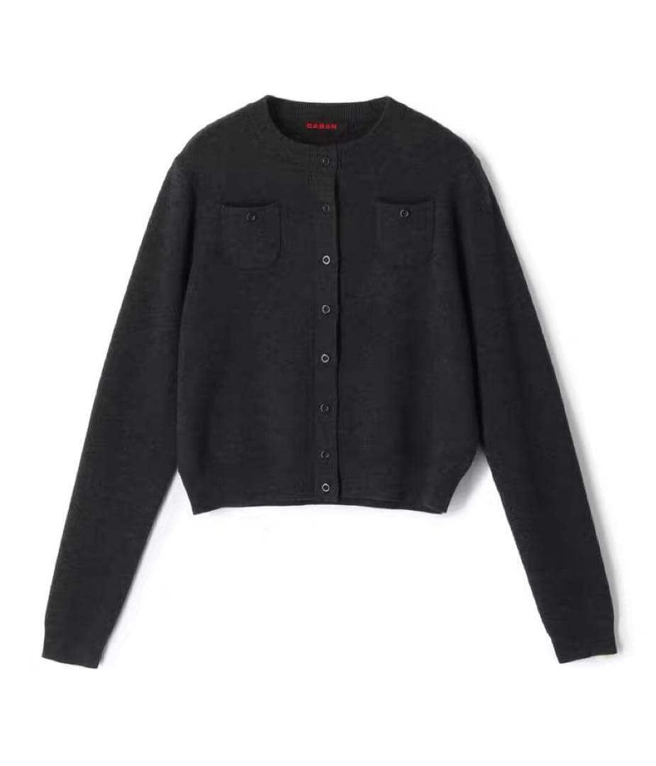 CABaN コットンカシミヤ　クルーネックカーディガン　チャコールグレー　S