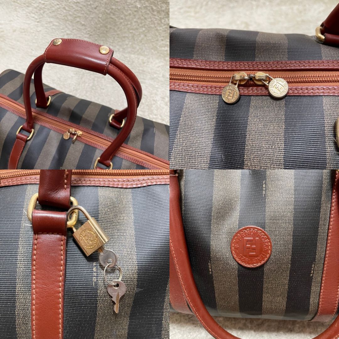 【特大容量】FENDI 2way ボストンバッグ　出張　旅行　南京錠　鍵　ペカン