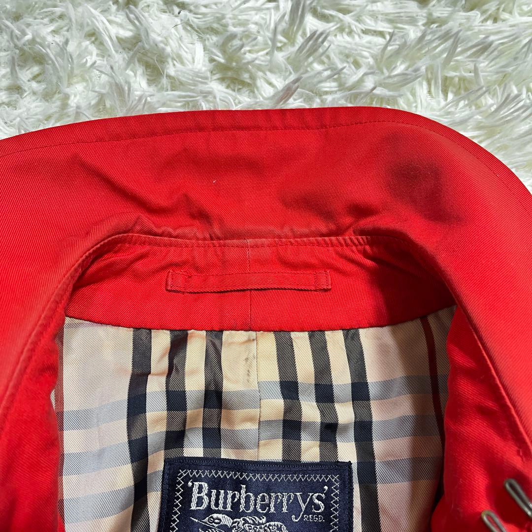 BURBERRY レッド トレンチコート　ノバチェック裏地　ベルト無し