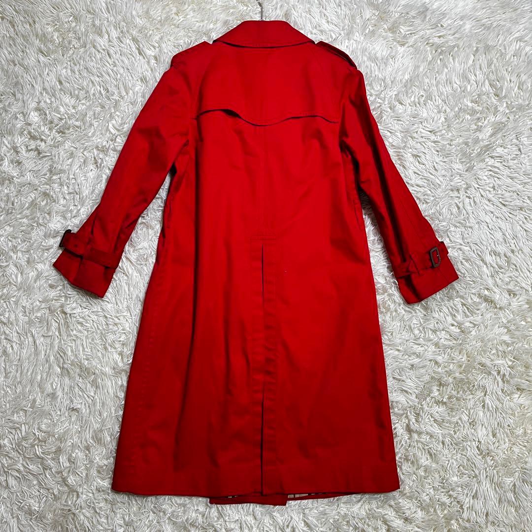 BURBERRY レッド トレンチコート　ノバチェック裏地　ベルト無し