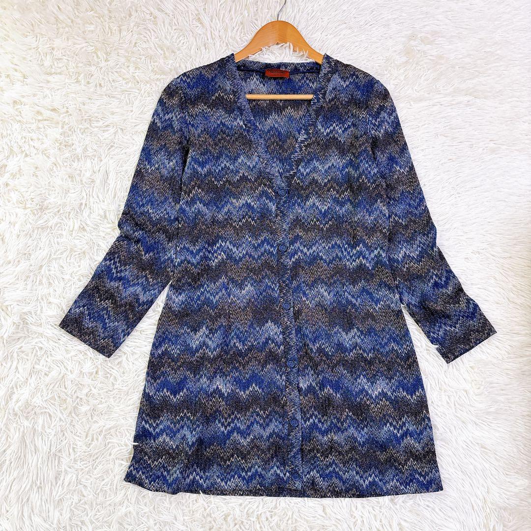 美品✨　ミッソーニ　シアー＆ラメ ロングカーディガン 46 XL オレンジタグ