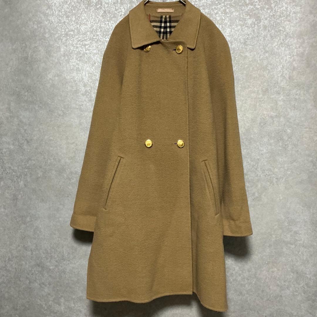 【美品】バーバリー ダブルフェイス ノバチェック コート カシミヤ　金ボタン