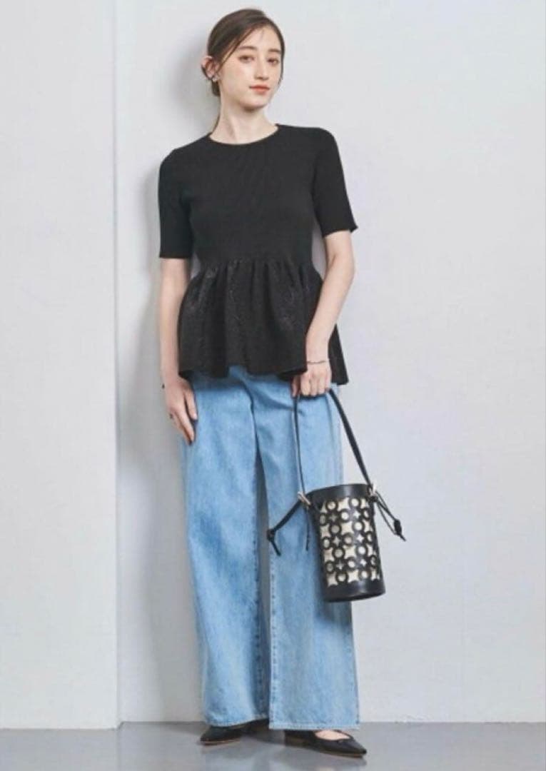 【美品】ユナイテッドアローズ ペプラムショートスリーブ グリッター
