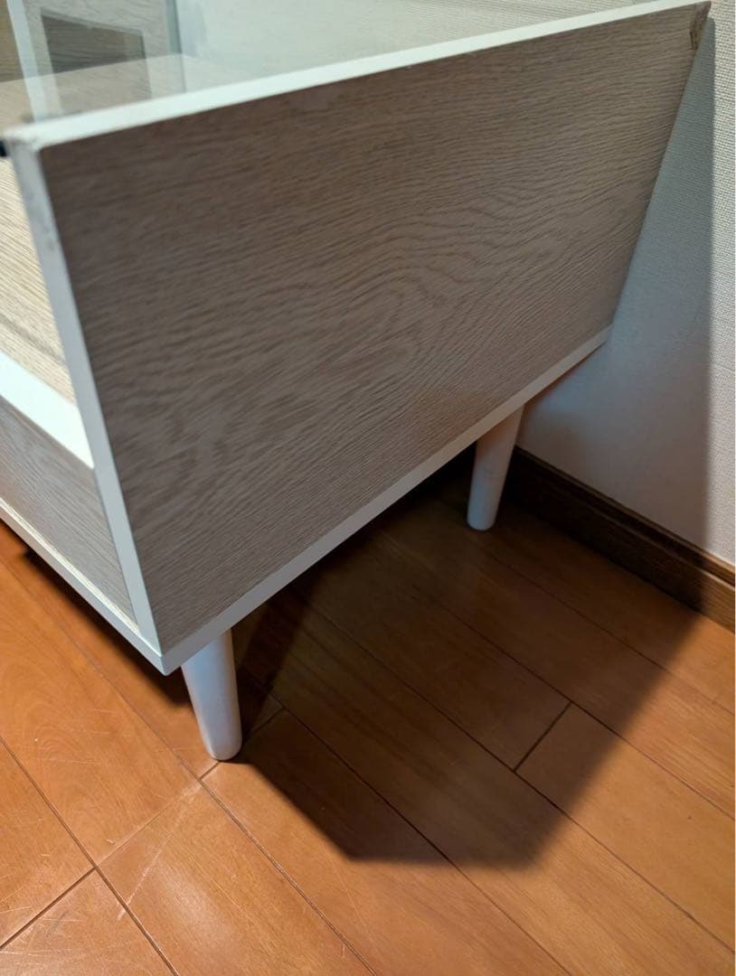 【送料込】コスメテーブルドレッサー ロータイプ オーク 収納 鏡 化粧台